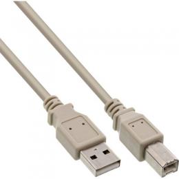 InLine USB 2.0 Kabel, A an B, beige, 10m