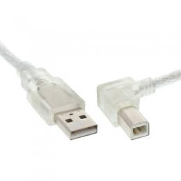 InLine USB 2.0 Kabel, A an B rechts abgewinkelt, transparent, 1m