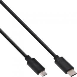 InLine USB 2.0 Kabel, Typ C Stecker an Micro-B Stecker, schwarz, 1,5m