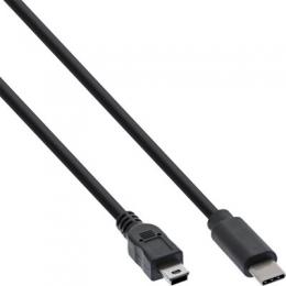 InLine USB 2.0 Kabel, Typ C Stecker an Mini-B Stecker (5pol.), schwarz, 0,5m