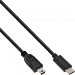 InLine USB 2.0 Kabel, Typ C Stecker an Mini-B Stecker (5pol.), schwarz, 3m