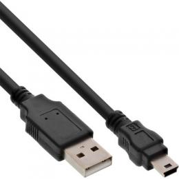 InLine USB 2.0 Mini-Kabel, USB A Stecker an Mini-B Stecker (5pol.), schwarz, 3m