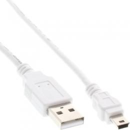 InLine USB 2.0 Mini-Kabel, USB A Stecker an Mini-B Stecker (5pol.), wei, 0,5m
