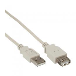 InLine® USB 2.0 Verlängerung, Stecker/Buchse, Typ-A, beige, 0,3m