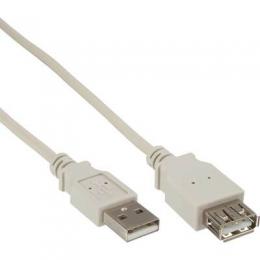 InLine USB 2.0 Verlngerung, Stecker / Buchse, Typ A, beige/grau, 1m