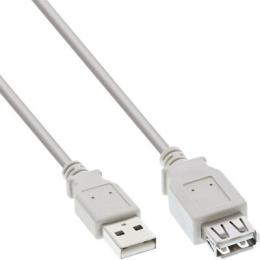 InLine USB 2.0 Verlngerung, Stecker / Buchse, Typ A, beige/grau, 5m