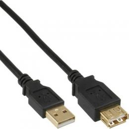 InLine USB 2.0 Verlngerung, Stecker / Buchse, Typ A, schwarz, Kontakte gold, 0,5m