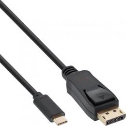 InLine USB Display Kabel, USB Typ-C Stecker zu DisplayPort Stecker (DP Alt Mode), 4K2K, schwarz, 2m