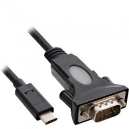 InLine USB Typ C zu Seriell Adapterkabel, Stecker C an 9pol Sub D Stecker, mit mit 9-25pol Adapter, 1,8m