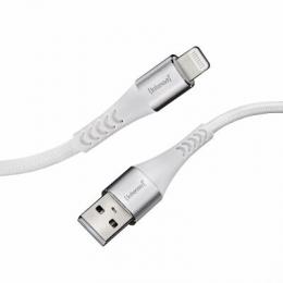 Intenso USB-Kabel A315L Nylon 1,5m weiß, USB-A und Lightning Anschluss, max. 12 Watt