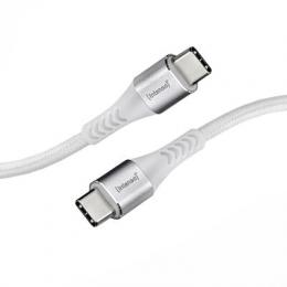 Intenso USB-Kabel C315C Nylon 1,5m weiß, USB-C Anschluss - unterstützt Schnelladen (PD) bis 60W