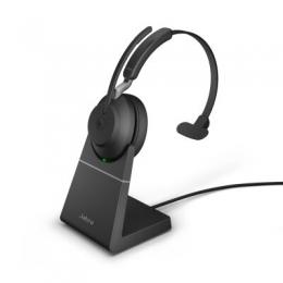 Jabra Evolve2 65 Headset, Mono, kabellos, schwarz Bluetooth, inkl. Link 380 USB-A, inkl. Ladestation, optimiert für unified communication