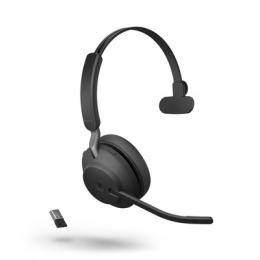 Jabra Evolve2 65 Headset, Mono, kabellos, schwarz Bluetooth, inkl. Link 380 USB-A, inkl. Ladestation, Optimiert Microsoft Teams