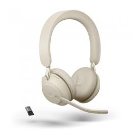 Jabra Evolve2 65 Headset, Stereo, kabellos, beige, Bluetooth inkl. Link 380 USB-A, Optimiert Microsoft Teams
