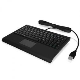 KeySonic ACK-3410 USB-Tastatur (DE) Kompakt-Mini-Tastatur mit integriertem Smart-Touchpad, SoftSkin Beschichtung, Leiser Tastenanschlag