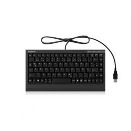 KeySonic ACK-595C+ (DE) Tastatur Mini USB-Tastatur inklusive PS/2 Adapter, Kompakte Größe, Soft Skin Beschichtung, Leiser Tastenanschlag