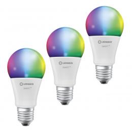 LEDVANCE 3er-Set SMART+ WiFi 9-W-LED-Lampe A60, E27, 806 lm, RGBW, 2700-6500 K, dimmbar, Alexa, App
