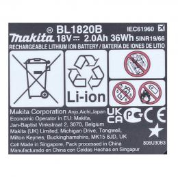 Makita BL 1820 B 18 V - 2,0 Ah / 2000 mAh Li-Ion Akku mit LED - Anzeige ( 197254-9 ) - original, kein Nachbau