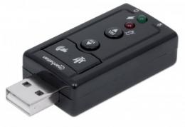 MANHATTAN USB-A auf 3,5 mm Klinke Audioadapter mit Lautstrkeregelung