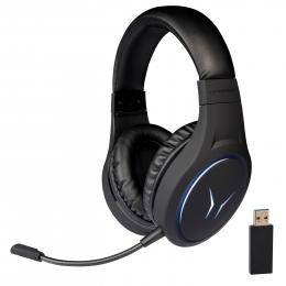 MEDION ERAZER Mage X10, Wireless Gaming Headset, klasse Klangqualität, flexibles & abnehmbares Mikrofon, RGB, Kabelbedienelement, bis zu 12 Stunden Laufzeit, kabellos (PC & PS5®) oder kabelgebunden