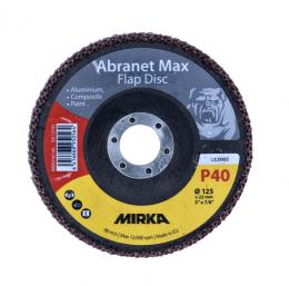 Mirka Abranet Max Flap Disc T29 Set 125 mm 22 mm ALOX 40 20 Stück ( 20x 8896700140 ) Fächerscheibe für Aluminium, Verbundstoffe, Lack