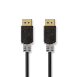Nedis Displayport-Kabel | DisplayPort Stecker | DisplayPort Stecker | 8K@60Hz | Vergoldet | 3.00 m | rund | PVC | Anthrazit / Grau | Verpackung mit Si