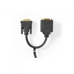 Nedis DVI-Adapterkabel, 0,2 m, Schwarz [DVI-D 24 + 1-poliger Stecker - DVI-D 24 + 1-polige Buchse + HDMI-Ausgang]