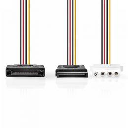 Nedis Interne Stromkabel | SATA 15-Pin Stecker | Molex Buchse / SATA 15-Pin-Buchse | Vergoldet | 0.20 m | rund | PVC | Mehrfarbig | Plastikbeutel