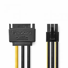 Nedis Interne Stromkabel | SATA 15-Pin Stecker | PCI Express Buchse | Vergoldet | 0.20 m | rund | PVC | Gelb / Schwarz | Plastikbeutel