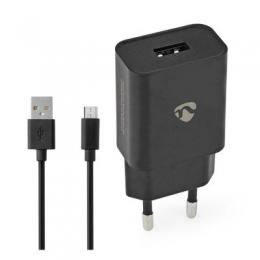 Nedis Netzladegerät 12 W 1x 2.1 A A - Anzahl der Ausgänge: 1, USB-A, Micro USB (Lose) Kabel, Single Voltage Output, schwarz