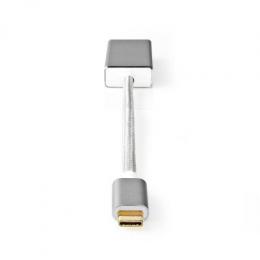 Nedis USB-Adapter | USB 3.2 Gen 1 | USB-C™ Stecker | DisplayPort | 0.20 m | rund | Vergoldet | Geflochten / Nylon | Silber | Verpackung mit Sichtfenst