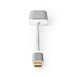 Nedis USB-Adapter | USB 3.2 Gen 1 | USB-C™ Stecker | DisplayPort Buchse | Power delivery | 0.20 m | rund | Vergoldet | Geflochten / Nylon | Silber | V