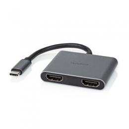 Nedis USB-C™ Adapter USB 3.2 Gen 1 | USB-C™ Stecker | 2x HDMI™ | | 4K@30Hz | 0.10 m | Rund | Vernickelt | PVC | Schwarz | Box