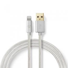 Nedis USB-Kabel | USB 2.0 | Apple Lightning 8-Pin | USB-A Stecker | 480 Mbps | Vergoldet | 2.00 m | rund | Geflochten / Nylon | Aluminium | Verpackung
