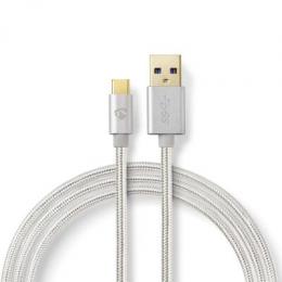 Nedis USB-Kabel | USB 3.2 Gen 1 | USB-A Stecker | USB-C™ Stecker | 5 Gbps | Vergoldet | 2.00 m | rund | Geflochten / Nylon | Aluminium | Verpackung mi