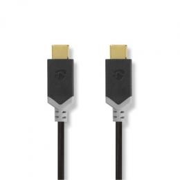 Nedis USB-Kabel | USB 3.2 Gen 2 | USB-C™ Stecker | USB-C™ Stecker | 10 Gbps | Vergoldet | 1.00 m | rund | PVC | Anthrazit | Verpackung mit Sichtfenste