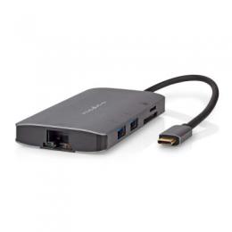 Nedis USB Multi-Port-Adapter USB 3.2 Gen1 7-in-1 - USB-C™ Stecker, HDMI™ Ausgang, Micro SD, RJ45 Buchse, SD, USB-C™ Buchse, 3x USB-A Buchse, 5 Gbps