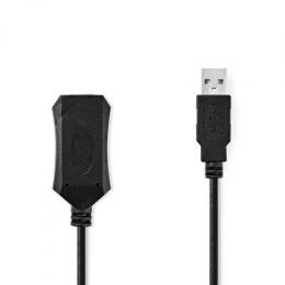 Nedis USB-Verlängerungskabel 10m USB-A Stecker | USB-A Buchse 480 Mbps | 10.0 m | Rund | Vernickelt | PVC | Kupfer | Label
