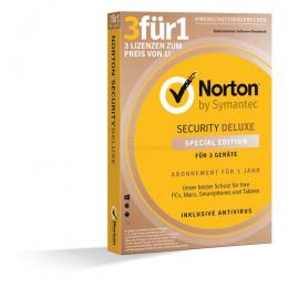 Norton Security Deluxe 3für1 Vollversion PKC Limited Edition  3 Geräte 1 Jahr (Code in a 