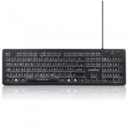 Perixx PERIBOARD-317, DE, beleuchtete Tastatur, USB kabelgebunden, groe Druckbuchstaben, schwarz