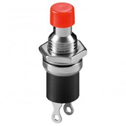 Schließer, Mini-Drucktaster, 1-polig, Metall, rot