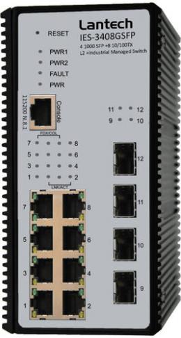 Switch 8x RJ45 10/100Mbit/s + 4x SFP Gigabit Ports
