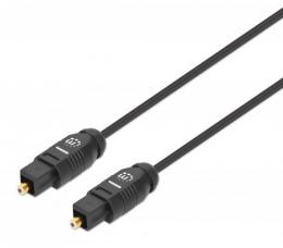 Toslink Digitales Optisches Audiokabel MANHATTAN 2 x Toslink S/PDIF-Stecker, 1 m, vergoldete Kontakte, schwarz