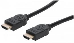 Ultra High Speed HDMI-Kabel mit Ethernet-Kanal MANHATTAN 8K@60Hz, HEC, Dynamic HDR, VRR, QMS, QFT, ALLM, eARC, 3D, HDMI-Stecker auf Stecker, geschirmt, 1 m, schwarz