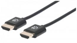 Ultradnnes High Speed HDMI-Kabel mit Ethernet-Kanal MANHATTAN HEC, ARC, 3D, 4K@60Hz, HDMI-Stecker auf HDMI-Stecker, geschirmt, schwarz, 3 m
