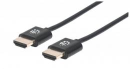 Ultradnnes High Speed HDMI-Kabel mit Ethernet-Kanal MANHATTAN HEC, ARC, 3D, 4K, HDMI-Stecker auf HDMI-Stecker, geschirmt, schwarz, 1 m