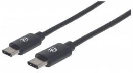 USB 2.0 Typ C-Kabel MANHATTAN Typ C-Stecker auf Typ C-Stecker, 480 Mbit/s, 0,5 m, schwarz