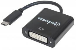 USB 3.1 Typ C auf DVI-Konverter MANHATTAN Typ C-Stecker auf DVI-Buchse, schwarz
