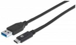 USB 3.2 Typ C Gen 2-Kabel MANHATTAN USB-A Stecker auf USB-C Stecker, 10 Gbit/s, 0,5 m, schwarz