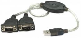 USB auf Seriell-Konverter MANHATTAN Zum Anschluss von zwei seriellen Gerten an einen USB-Port, Prolific PL-2303RA-Chipsatz, 0,45 m